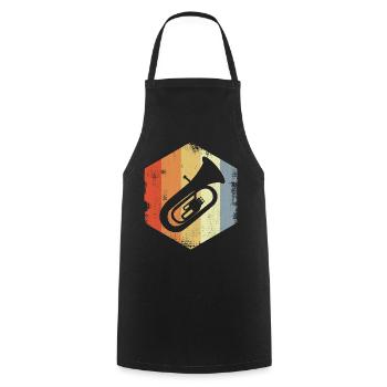 Croquis de Tuba Vintage - Tablier de cuisine - noir - Devant - AI Model Male 185 dark (185cm)