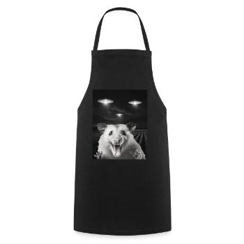 Selfie drôle d’opossum devant des ovnis Opossum OVNI - Tablier de cuisine - noir - Devant - AI Model Male 185 dark (185cm)