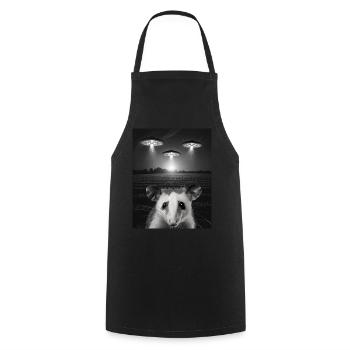 Selfie drôle d’opossum devant des ovnis Opossum OVNI - Tablier de cuisine - noir - Devant - AI Model Male 185 dark (185cm)
