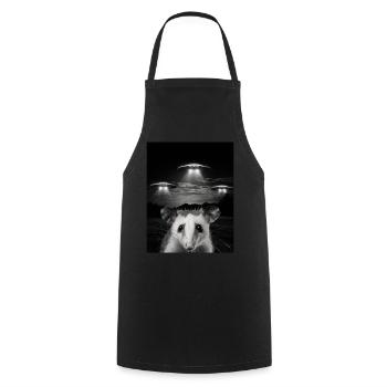 Selfie drôle d’opossum devant des ovnis Opossum OVNI - Tablier de cuisine - noir - Devant - AI Model Male 185 dark (185cm)