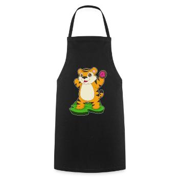 Beignet tigré - Tablier de cuisine - noir - Devant - AI Model Male 185 dark (185cm)