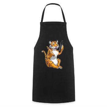 Tiger Schüler Wachsmalstifte Schule - Kochschürze - Schwarz - Vorne - AI Model Male 185 dark (185cm)