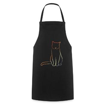 Chat au look vintage - Tablier de cuisine - noir - Devant - AI Model Male 185 dark (185cm)