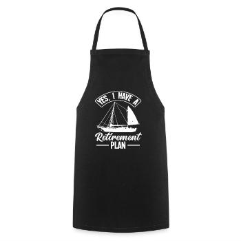 Régime de retraite des marins à la voile Régime de retraite des retraités - Tablier de cuisine - noir - Devant - AI Model Male 185 dark (185cm)