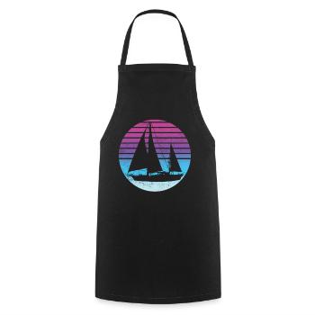 Retro Sailor Sailing - Cooking Apron - black - Front - AI Model Male 185 dark (185cm)