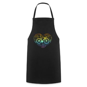 Bikepacking Heart Gravel Bike Bikepacker Heart Bik - Cooking Apron - black - Front - AI Model Male 185 dark (185cm)