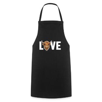 Love Highland Cow Éleveur de génisses Highland - Tablier de cuisine - noir - Devant - AI Model Male 185 dark (185cm)