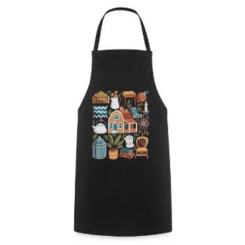 Cottage Country House Hygge - Cooking Apron - black - Front - AI Model Male 185 dark (185cm)