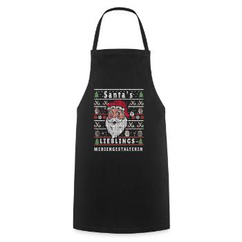 VILAIN NOËL PRÉFÉRÉ DU PÈRE NOËL - Tablier de cuisine - noir - Devant - AI Model Male 185 dark (185cm)