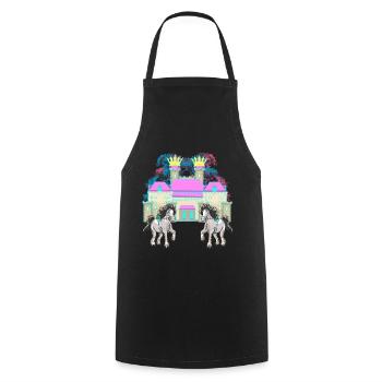 Castle Fairy Tale Knight Horse King Middle Ages - Cooking Apron - black - Front - AI Model Male 185 dark (185cm)