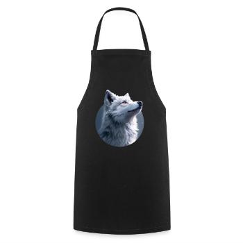 Illustration de Loup Blanc - Tablier de cuisine - noir - Devant - AI Model Male 185 dark (185cm)