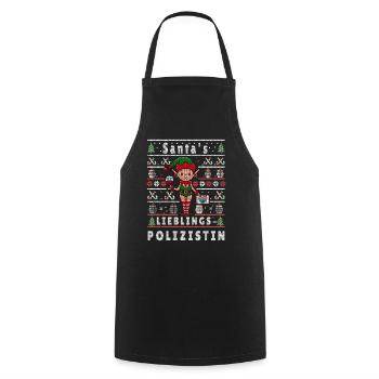 Noël moche LA POLICE PRÉFÉRÉE DU PÈRE NOËL - Tablier de cuisine - noir - Devant - AI Model Male 185 dark (185cm)