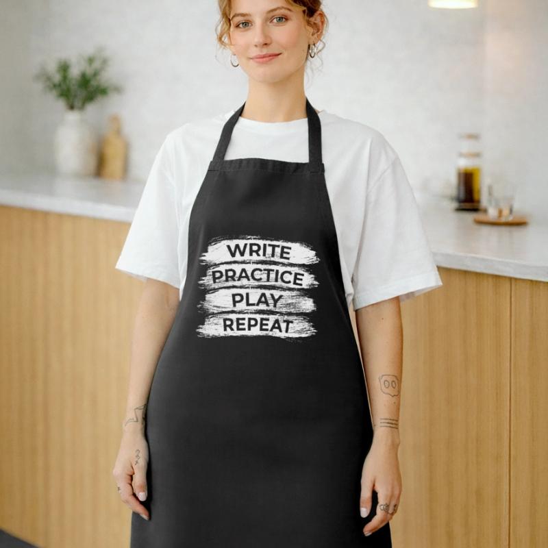 Writing, practicing, playing, repeating Cooking Apron