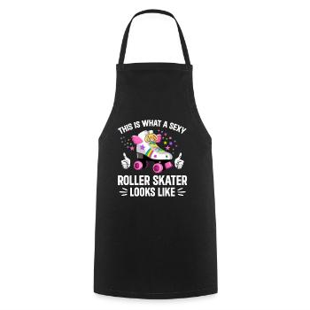 Roller Skating - Sexy Roller Skater - Cooking Apron - black - Front - AI Model Male 185 dark (185cm)