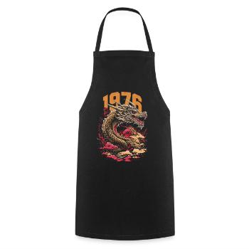 1976 Vintage Dragon Chinese Zodiac - Cooking Apron - black - Front - AI Model Male 185 dark (185cm)