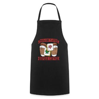 Mahjong Player Before Mahjong Game Coffee Lover - Kochschürze - Schwarz - Vorne - AI Model Male 185 dark (185cm)
