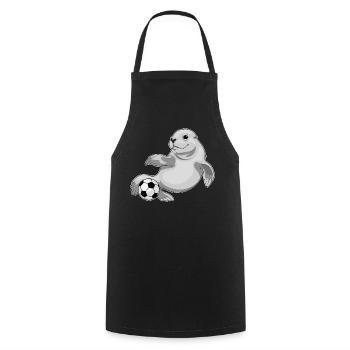 Seal Soccer Player Soccer - Cooking Apron - black - Front - AI Model Male 185 dark (185cm)