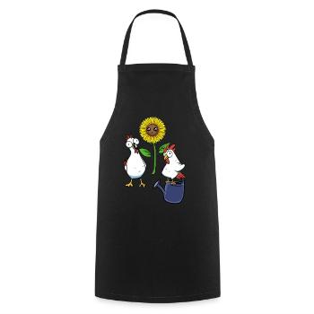 poulets, jardinier amateur, jardinage, jardinage, fleur - Tablier de cuisine - noir - Devant - AI Model Male 185 dark (185cm)