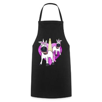 Unicorns Heart Unicorn Mythical Creature Birthday Child - Cooking Apron - black - Front - AI Model Male 185 dark (185cm)