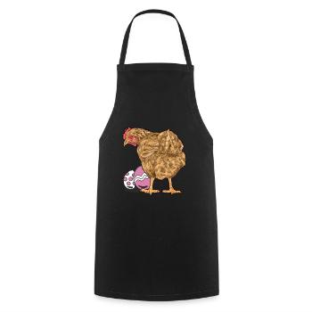 poulet, volaille, volaille, oeufs, oeuf, Pâques, oeuf de Pâques - Tablier de cuisine - noir - Devant - AI Model Male 185 dark (185cm)