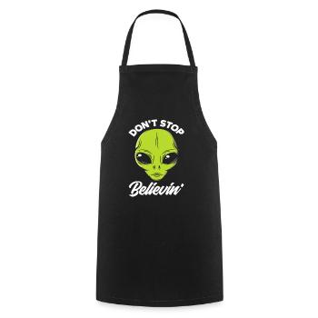 Don't stop believing alien face - Cooking Apron - black - Front - AI Model Male 185 dark (185cm)
