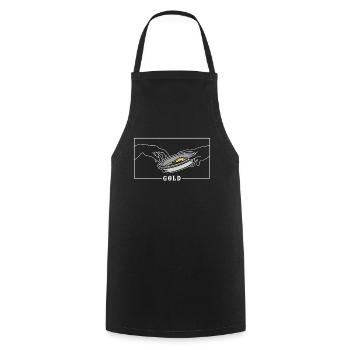 Michelangelo Creation of Adam Gold Prospecting - Cooking Apron - black - Front - AI Model Male 185 dark (185cm)