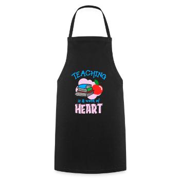 Teaching is a matter of the heart Teacher School - Cooking Apron - black - Front - AI Model Male 185 dark (185cm)