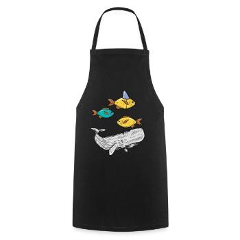 poisson, poisson, requin, mammifères marins, animaux marins, océan - Tablier de cuisine - noir - Devant - AI Model Male 185 dark (185cm)