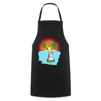 Licorne Mers du Sud Vacances Océan Île Détresse Mer Lac - Tablier de cuisine - noir - Devant - AI Model Male 185 dark (185cm)