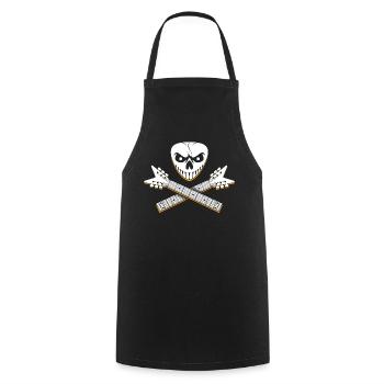 Totenkopf und gekreuzte Gitarrendesigns - Kochschürze - Schwarz - Vorne - AI Model Male 185 dark (185cm)
