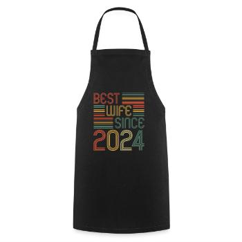 Meilleure femme depuis 2024 1er anniversaire de mariage - Tablier de cuisine - noir - Devant - AI Model Male 185 dark (185cm)