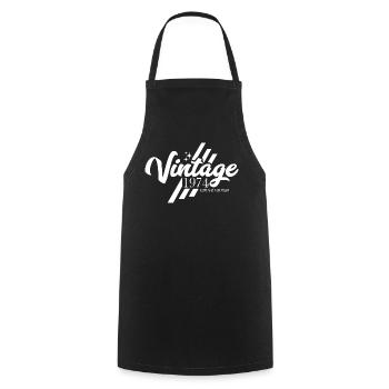 Vintage 1974 Anniversaire Dictons Style Rétro - Tablier de cuisine - noir - Devant - AI Model Male 185 dark (185cm)
