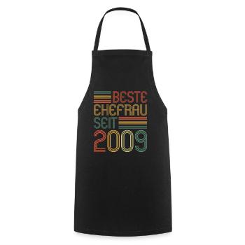 Best wife since 2009 15th wedding anniversary - Cooking Apron - black - Front - AI Model Male 185 dark (185cm)