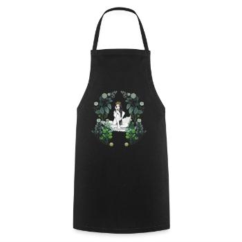 Mädchen Frau Frühling Blumen Fantasy Eierschale - Kochschürze - Schwarz - Vorne - AI Model Male 185 dark (185cm)