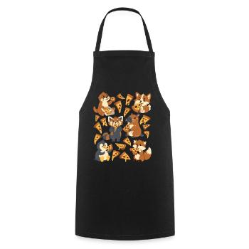 Pizza: Capybara, Fuchs, Corgi, Otter, Pinguin - Kochschürze - Schwarz - Vorne - AI Model Male 185 dark (185cm)