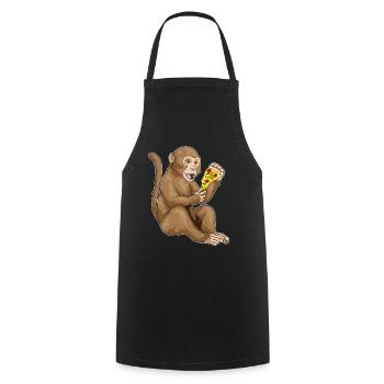 Affe Pizza - Kochschürze - Schwarz - Vorne - AI Model Male 185 dark (185cm)