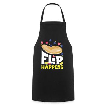 Pancake Lover Kids Pun Flip - Cooking Apron - black - Front - AI Model Male 185 dark (185cm)
