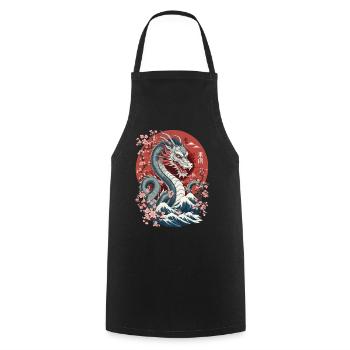 Design streetwear esthétique du dragon japonais - Tablier de cuisine - noir - Devant - AI Model Male 185 dark (185cm)
