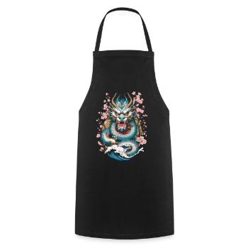 Japanese Dragon Tattoo Aesthetic Streetwear - Cooking Apron - black - Front - AI Model Male 185 dark (185cm)