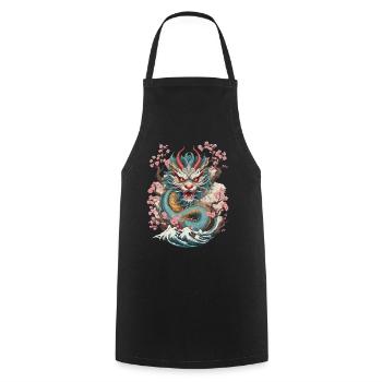 Japanischer Drache Aesthetic Streetwear Design - Kochschürze - Schwarz - Vorne - AI Model Male 185 dark (185cm)