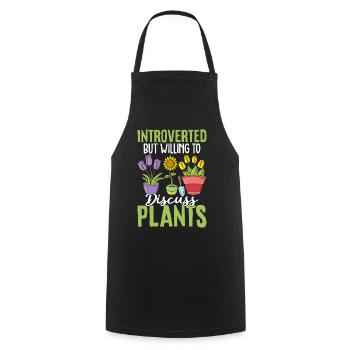 Introverted But Willing to Discuss Plants Funny - Cooking Apron - black - Front - AI Model Male 185 dark (185cm)