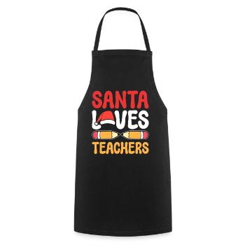 Santa Loves Teacher Vorschullehrer - Kochschürze - Schwarz - Vorne - AI Model Male 185 dark (185cm)