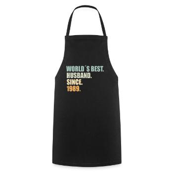 Best husband since 1989 35th wedding anniversary - Cooking Apron - black - Front - AI Model Male 185 dark (185cm)