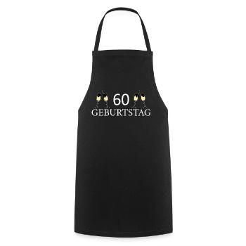 60e anniversaire 60 ans - Tablier de cuisine - noir - Devant - AI Model Male 185 dark (185cm)