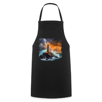 Lighthouse that shines out to sea at night - Cooking Apron - black - Front - AI Model Male 185 dark (185cm)