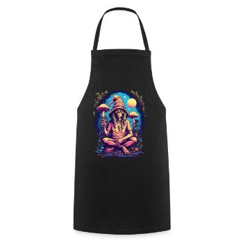 Außerirdischer Psychedelic Art Wald Pilze Musik - Kochschürze - Schwarz - Vorne - AI Model Male 185 dark (185cm)