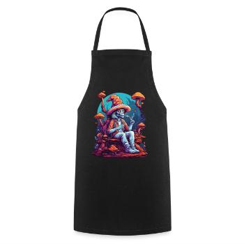 Alien Forest Mushrooms Psychedelic Goa Trance - Cooking Apron - black - Front - AI Model Male 185 dark (185cm)