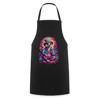 Erdmännchen Wald Pilze Psychedelic Goa Trance Art - Kochschürze - Schwarz - Vorne - AI Model Male 185 dark (185cm)