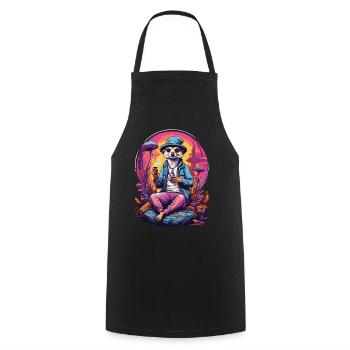 Erdmännchen Psychedelic Art Musik Festival Wald - Kochschürze - Schwarz - Vorne - AI Model Male 185 dark (185cm)