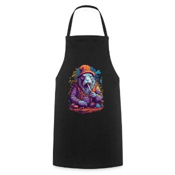 Walross Psychedelic Art Musik Festival Farben - Kochschürze - Schwarz - Vorne - AI Model Male 185 dark (185cm)